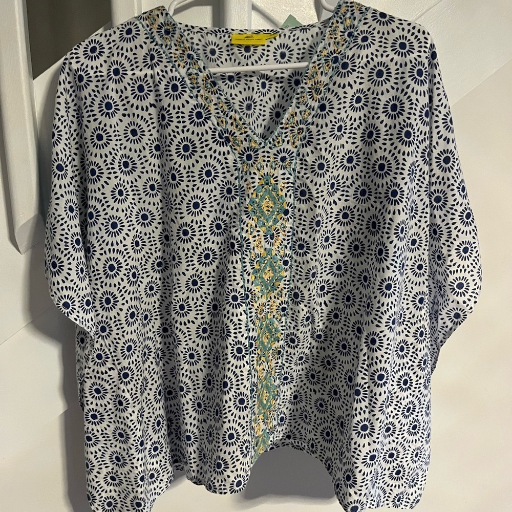 Roberta Roller Rabbit Cotton embroidered  Tunic bohemian size OS small med